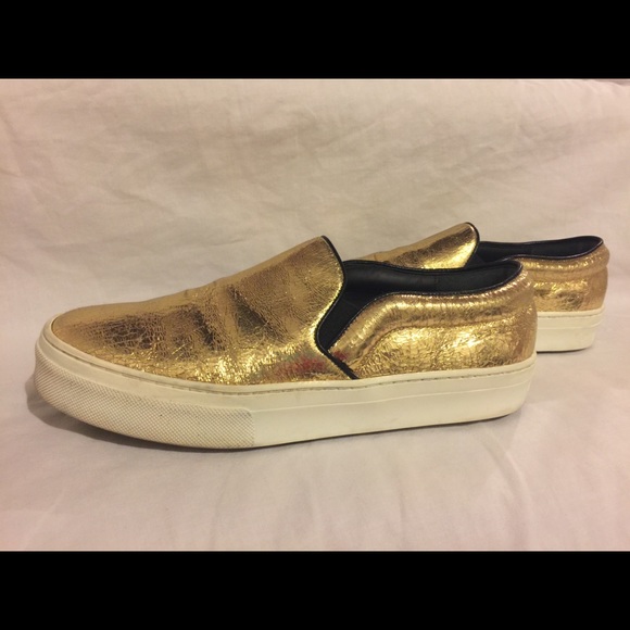 Celine Shoes Celine Distressed Gold Sneakers Sz 37